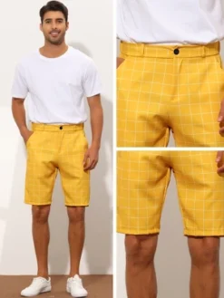 Lars Amadeus Men's Straight Fit Flat Front Plaid Checked Shorts -Comfa Wear Shop GUEST 91a83ee5 276f 46fd 8e04 5855f306b284