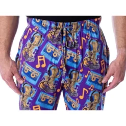 Marvel Mens' I Am Groot Allover Cartoon Character Loungewear Pajama Pants Purple