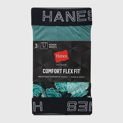 Hanes Premium Men's Floral Comfort Flex Fit Boxer Briefs 3pk - Green/Black 2 Hanes Premium Men's Floral Comfort Flex Fit Boxer Briefs 3pk - Green/Black - Image 2