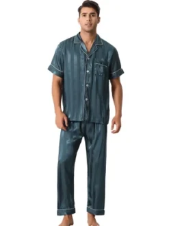 Cheibear Men Striped Satin Button Down Short Sleeve Long Pants Pajama Set 11 Cheibear Men Striped Satin Button Down Short Sleeve Long Pants Pajama Set -Comfa Wear Shop GUEST 990c1829 3e58 4aab 9c42 8b032b77b1b3
