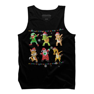 Men's Design By Humans Christmas Dabbing Cartoon Animals By Shirtpublic Tank Top 4 Men's Design By Humans Christmas Dabbing Cartoon Animals By Shirtpublic Tank Top - Image 4
