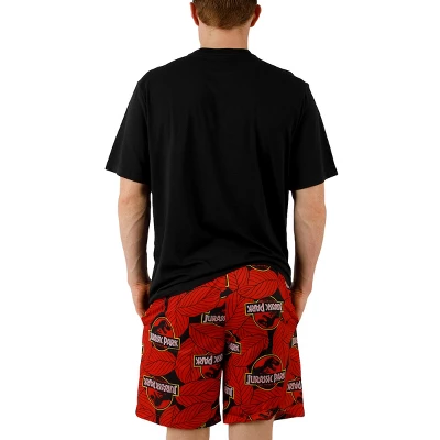 Jurassic Park Logo Men's Crew Neck Short Sleeve Tee & Lounge Shorts Combo Set 1 Jurassic Park Logo Men's Crew Neck Short Sleeve Tee & Lounge Shorts Combo Set