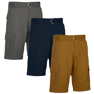 BLU ROCK Men's 3-Pack Cotton Flex Stretch Cargo Shorts With Belt 12 BLU ROCK Men's 3-Pack Cotton Flex Stretch Cargo Shorts With Belt - Image 12