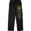 DC COMICS Batman Stitch Title Logo Men's Black Drawstring Sleep Pajama Pants