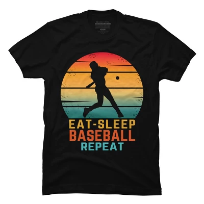Men's Design By Humans EAT SLEEP BASEBALL REPEAT By Punsalan T-Shirt 2 Men's Design By Humans EAT SLEEP BASEBALL REPEAT By Punsalan T-Shirt - Image 2