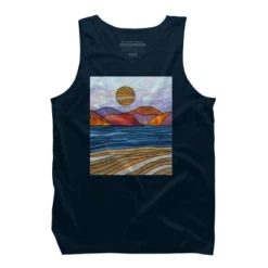 Men's Design By Humans Beach Landscape Stain Glass By Maryedenoa Tank Top -Comfa Wear Shop GUEST a03c62a8 4b99 4f0f b6f0 ee3333c1974d