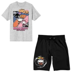 SANRIO Naruto X Hello Kitty Character Panels Men's Short Sleeve Shirt & Sleep Shorts Set -Comfa Wear Shop GUEST a15a6bb5 9d11 4325 8033 7057ab81fda6