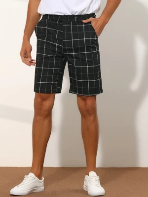 Lars Amadeus Men's Summer Flat Front Checked Chino Shorts 1 Lars Amadeus Men's Summer Flat Front Checked Chino Shorts