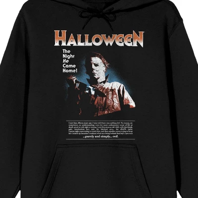 John Carpenter's Halloween The Night He Came Home Long Sleeve Men's Black Hooded Sweatshirt 1 John Carpenter's Halloween The Night He Came Home Long Sleeve Men's Black Hooded Sweatshirt