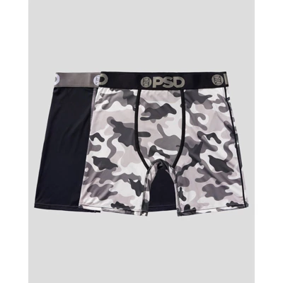 PSD Men's Camo Print Boxer Briefs 2pk - Gray/Black 4 PSD Men's Camo Print Boxer Briefs 2pk - Gray/Black - Image 4