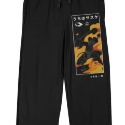 Naruto Shippuden Sasuke Flames Men's Black QT Sleep Pajama Pants