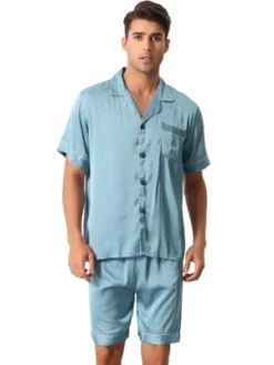 Cheibear Men Satin Button Down Pajama Sets Short Sleeve Shirt And Shorts Sleepwear -Comfa Wear Shop GUEST ba6c3cb6 ea9f 405e b59f bbe34ff7fb71