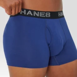 Hanes Premium Men's Mid-Rise Stretch Trunks 5pk - Blue/Black/Gray