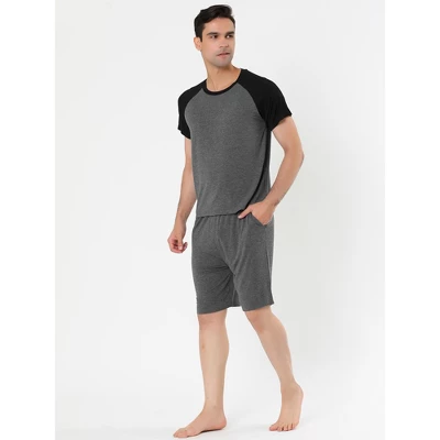 Lars Amadeus Mens Summer Solid Raglan Short Sleeve Shirt And Shorts Lounge Pajama Set 3 Lars Amadeus Mens Summer Solid Raglan Short Sleeve Shirt And Shorts Lounge Pajama Set - Image 3