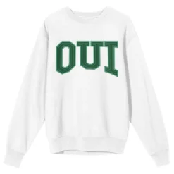 Bioworld French "Oui" Adult White Crew Neck Sweatshirt -Comfa Wear Shop GUEST c292e5a5 44ef 48b7 9aa3 e2a3386d5acc