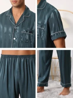 Cheibear Men Striped Satin Button Down Short Sleeve Long Pants Pajama Set 9 Cheibear Men Striped Satin Button Down Short Sleeve Long Pants Pajama Set -Comfa Wear Shop GUEST c639eb44 a0af 4ef6 a57d 4d943cbf8f9c