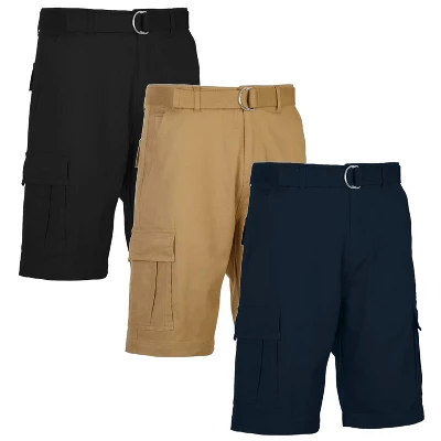 BLU ROCK Men's 3-Pack Cotton Flex Stretch Cargo Shorts With Belt 13 BLU ROCK Men's 3-Pack Cotton Flex Stretch Cargo Shorts With Belt - Image 13