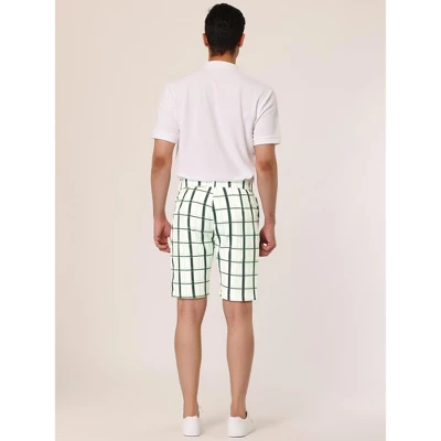 Lars Amadeus Men's Plaid Shorts Checked Pattern Regular Fit Flat Front Dress Shorts 4 Lars Amadeus Men's Plaid Shorts Checked Pattern Regular Fit Flat Front Dress Shorts - Image 4