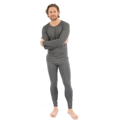 Leveret Mens Two Piece Neutral Solid Color Thermal Pajamas 8 Leveret Mens Two Piece Neutral Solid Color Thermal Pajamas - Image 8