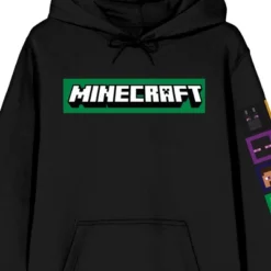Minecraft Pixel Art And Logo Adult Black Graphic Adult Hoodie