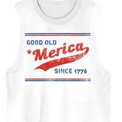 Bioworld Americana Good Old Merica Since 1776 Crew Neck Sleeveless Men's White Tank Top