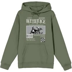 Beetlejuice The Ghost With The Most Men's Olive Green Graphic Hoodie -Comfa Wear Shop GUEST dee7d65a 2646 4e95 b6e3 7fa23ea45434