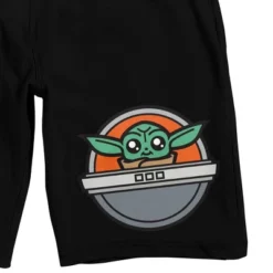 The Mandalorian Grogu In Hovercraft Men's Black Sleep Pajama Shorts