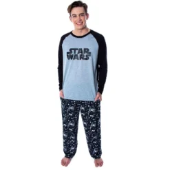 Star Wars Men's Pajamas Classic Logo Raglan Shirt And Pants Pajama Set Black -Comfa Wear Shop GUEST e65e4e62 b114 495f ba46 35a3a9be40b9