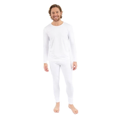 Leveret Mens Two Piece Neutral Solid Color Thermal Pajamas 5 Leveret Mens Two Piece Neutral Solid Color Thermal Pajamas - Image 5