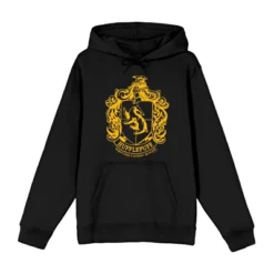 Harry Potter Hufflepuff Crest Long Sleeve Unisex Adult Hooded Sweatshirt