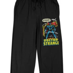 Marvel Comics Presents Dr. Strange With Logo Men's Black Sleep Pajama Pants