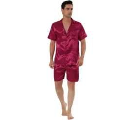 Lars Amadeus Men's Satin Pajama Set Summer Short Sleeve Night Wear Sleepwears Sleep Lounge Sets -Comfa Wear Shop GUEST f6442d02 1b0e 4f7f 8740 daa84f6bdfe6