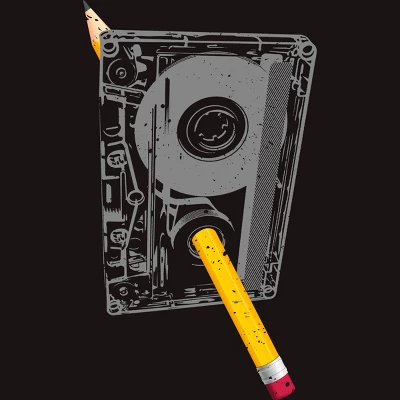 Men's Design By Humans Old School Pencil Rewind By Clingcling T-Shirt 1 Men's Design By Humans Old School Pencil Rewind By Clingcling T-Shirt