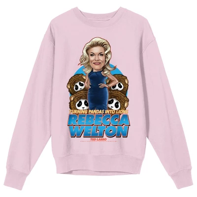 Ted Lasso Rebecca Welton "Turning Pandas Into Lions" Men's Pink Crewneck Sweatshirt 2 Ted Lasso Rebecca Welton "Turning Pandas Into Lions" Men's Pink Crewneck Sweatshirt - Image 2