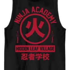 Naruto Shippuden Ninja Academy Crew Neck Sleeveless Men's Black Tank Top